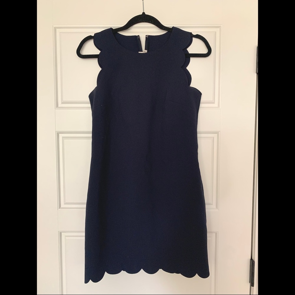 J. Crew Factory Scallop Mini Dress in Navy